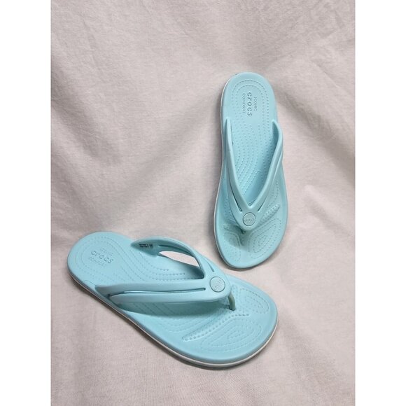 Crocs crocband thong sandals iconic comfort flip flops women’s size 7 Turquoise - Picture 1 of 6